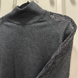 Dark gray sweater with lace detail